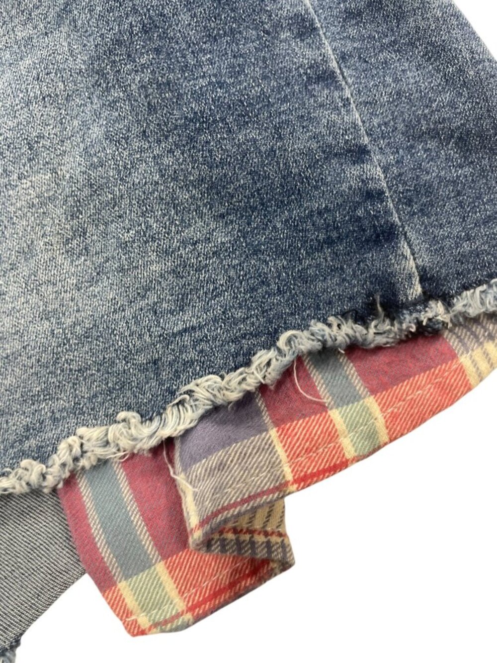 CATO EST. 946‎ Denim Women's Blue 22W Distressed Plaid Cuff Frayed Hem Shorts - Picture 3 of 5